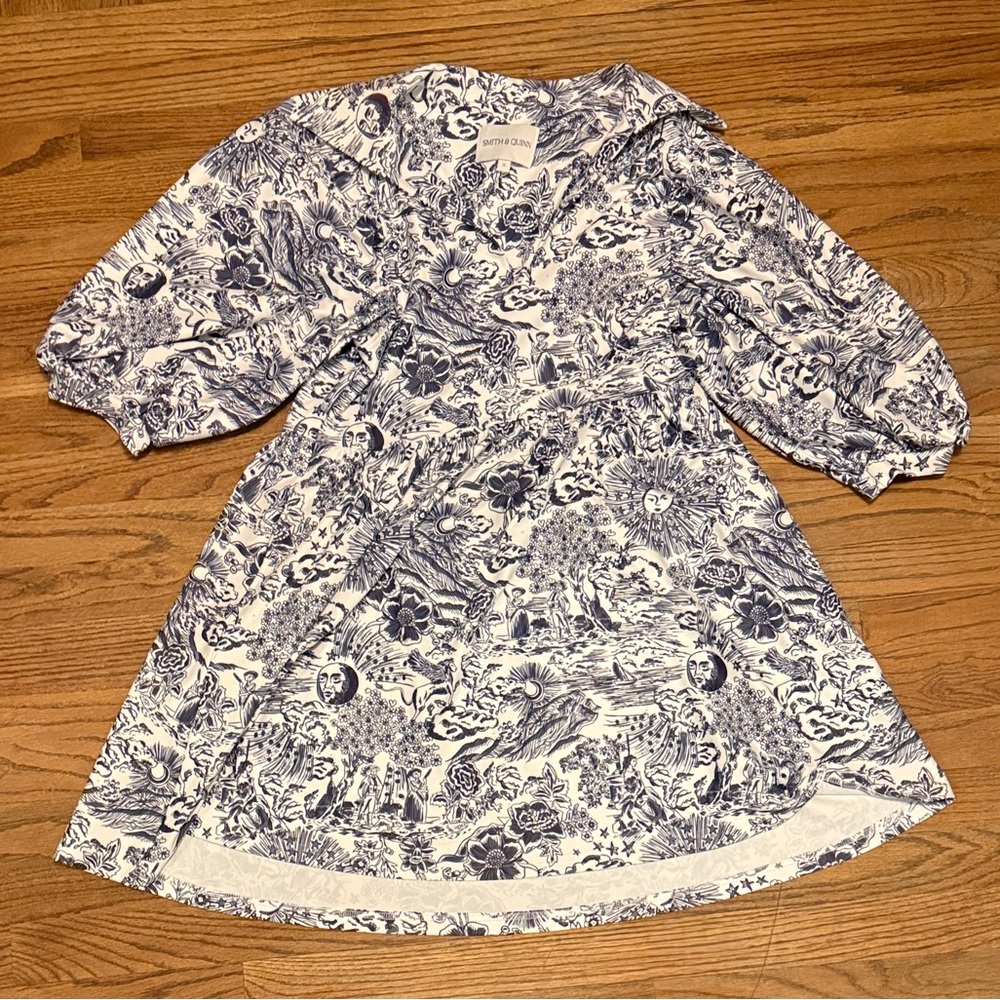 Blue and White Patterned Dress